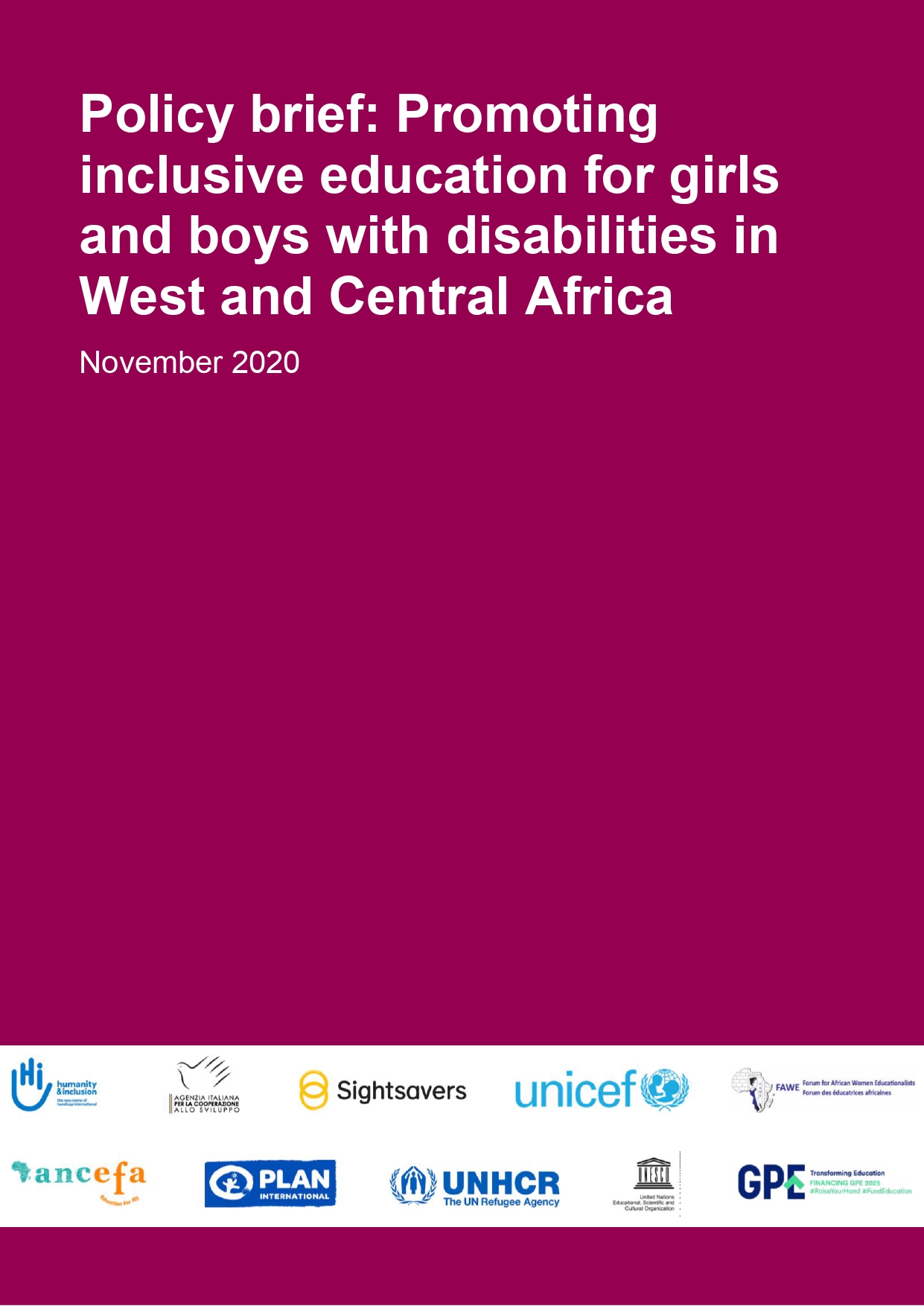 Policy brief: Promoting inclusive education for girls and boys with disabilities in West and Central Africa