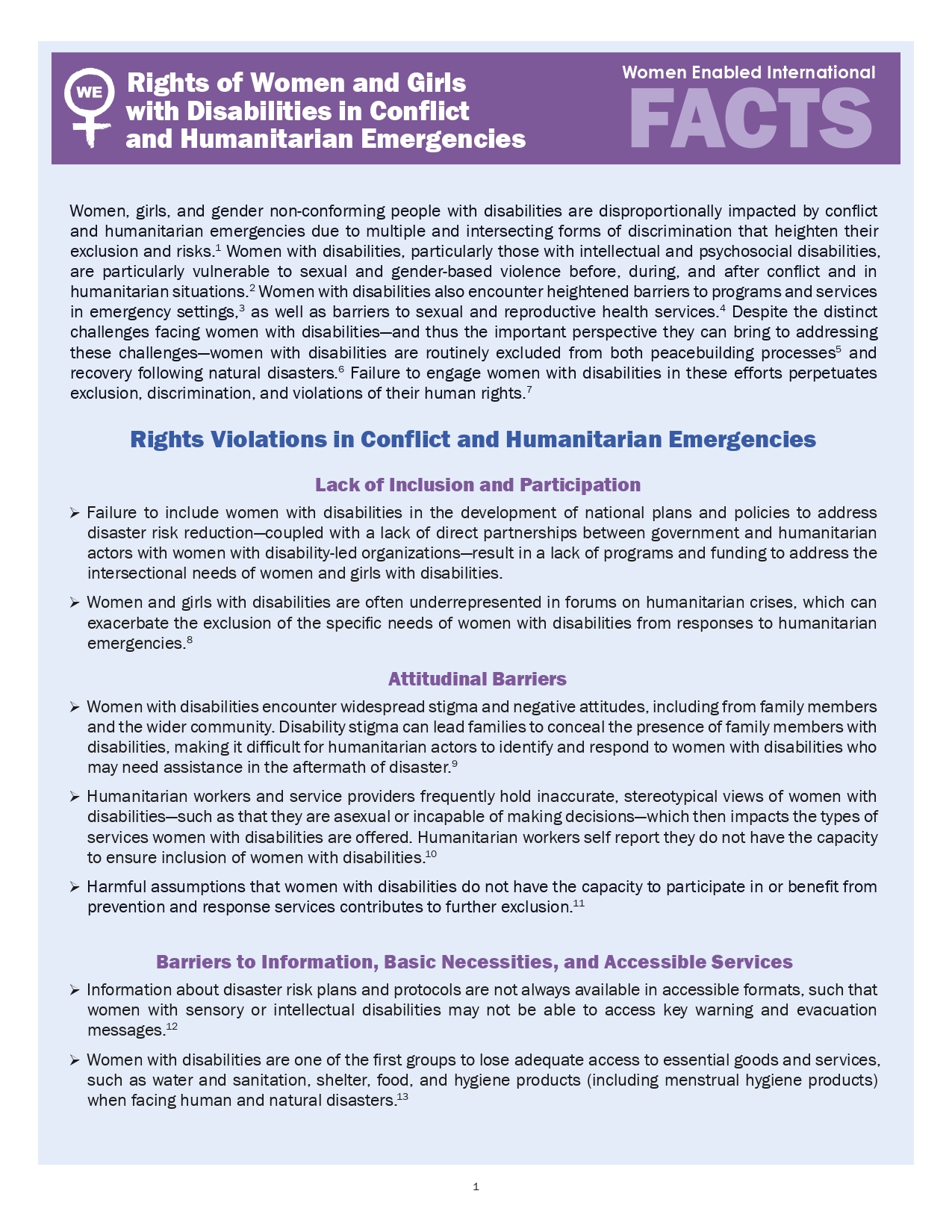 Rights of Women and Girls with Disabilities in Conflict and Humanitarian Emergencies