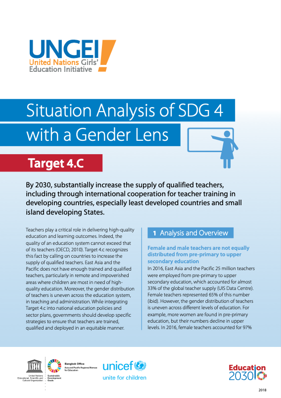 Situation analysis of SDG 4 with a gender lens, Target 4.C