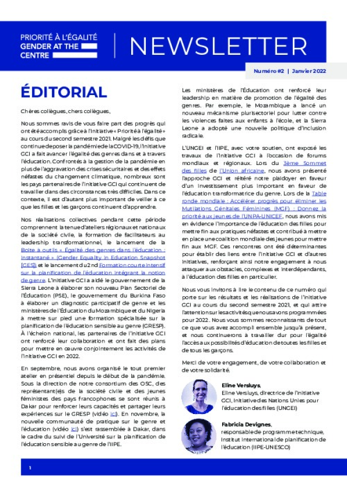 GCI Newsletter - Issue 2, French