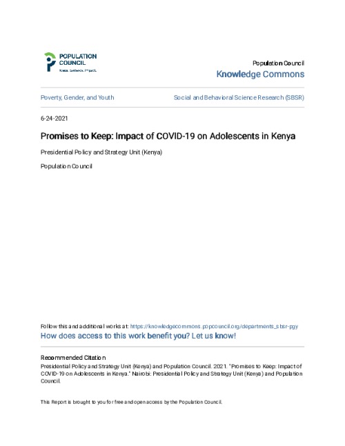 Promises to Keep: Impact of COVID-19 on Adolescents in Kenya 