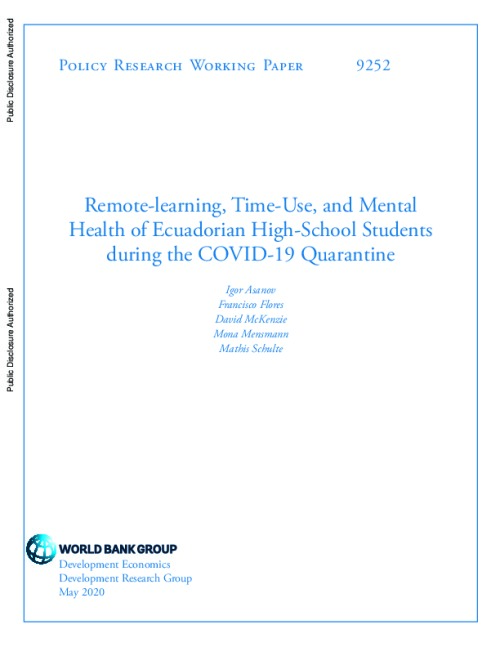 Remote-learning, Time-Use, and Mental Health of Ecuadorian High-School Students during the COVID-19 Quarantine