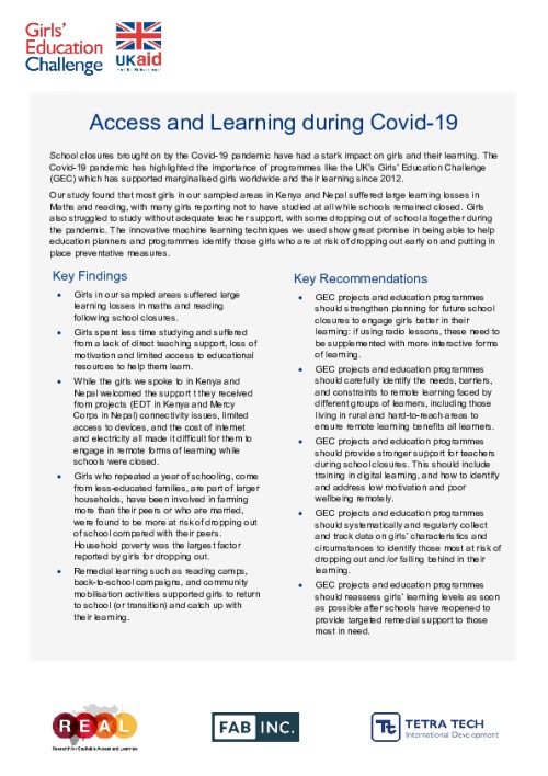 Access and Learning during Covid-19