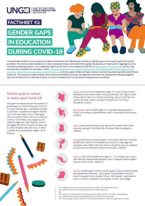 Gender gaps in education during Covid-19: Data and evidence