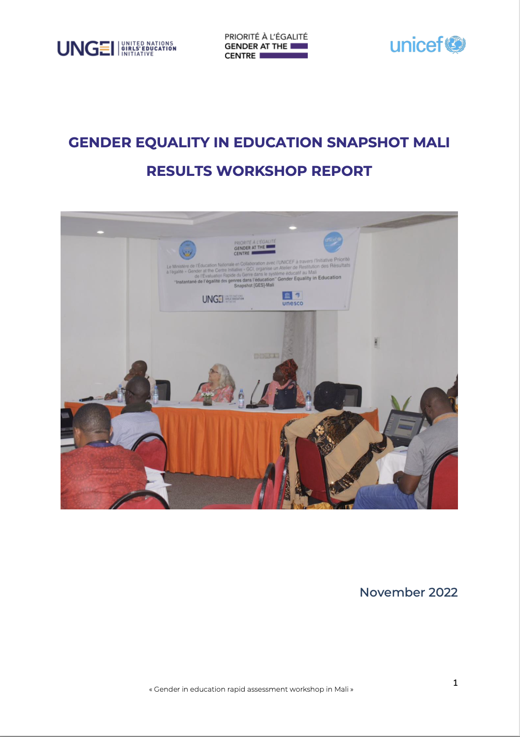 Gender Equality In Education Snapshot Mali Results Workshop Report