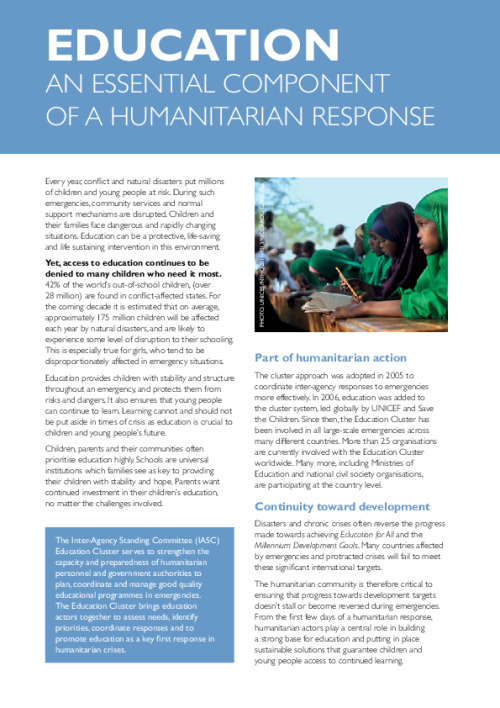 Education: An Essential Component of Humanitarian Response