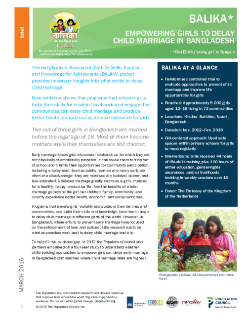 Empowering Girls to Delay Child Marriage in Bangladesh