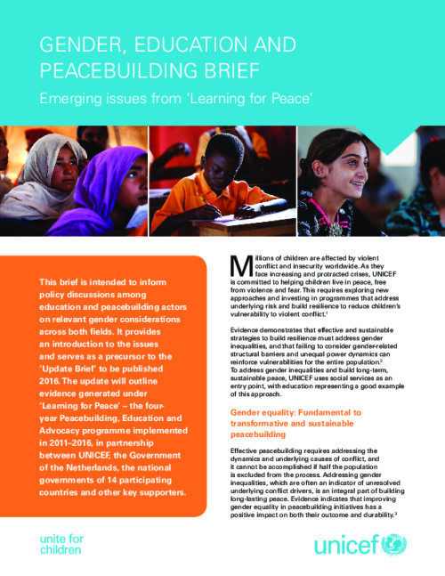 Gender, Education and Peacebuilding Brief