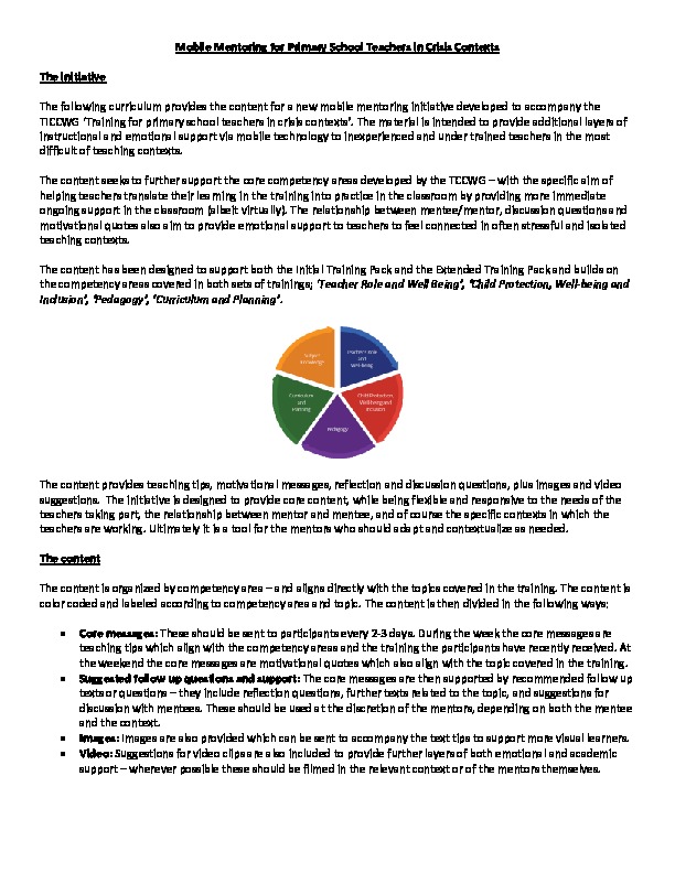 Mobile Mentoring for Primary School Teachers in Crisis Contexts