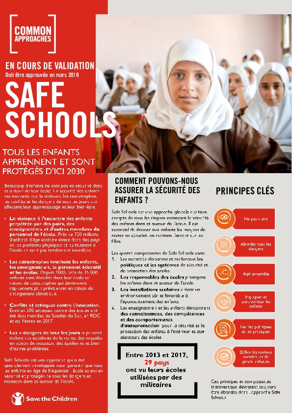 Safe Schools: Tous les enfants aprennent et sont proteges d'ici 2030