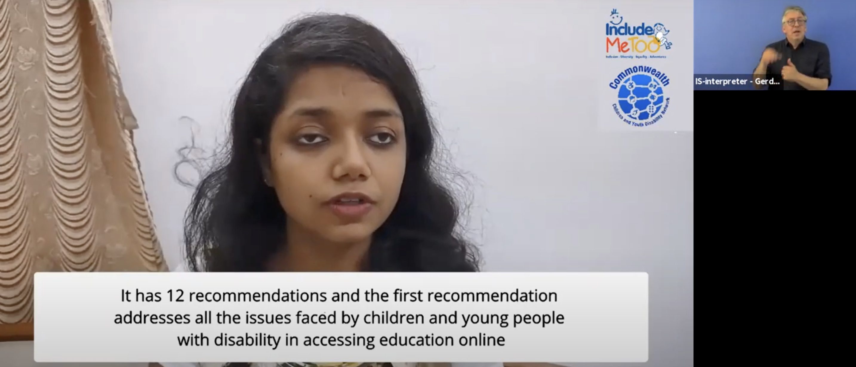 Shrutilata Singh, youth advocate, Commonwealth Children and Youth Disability Network (CCYDN) webinar photo